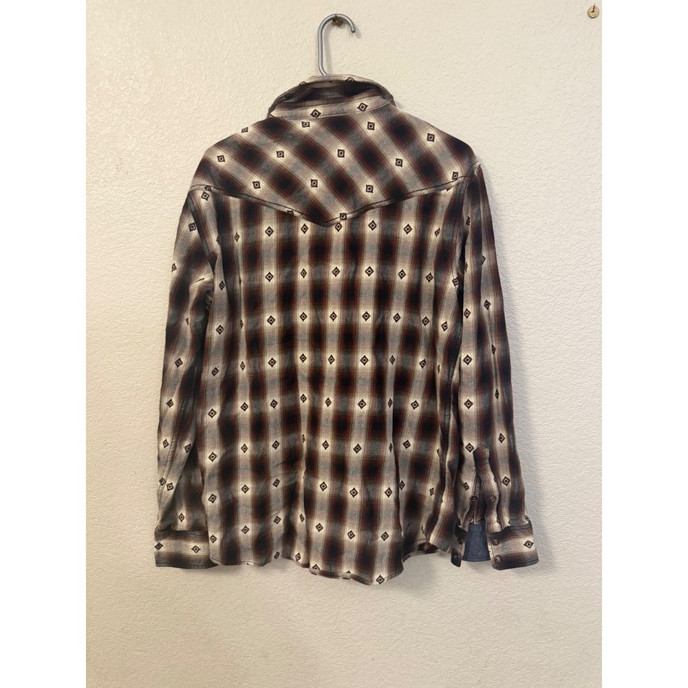 Cody James Mens Large Western Plaid Diamond Embroidered Button Up Shirt - Picture 9 of 15
